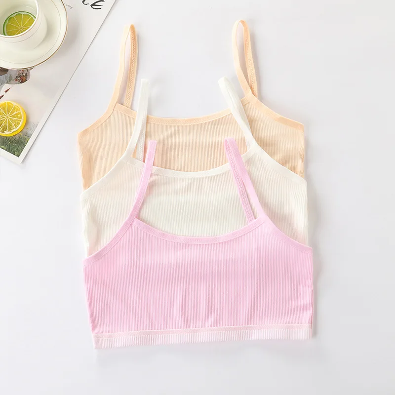 4pcs/lot Cartoons Thin Sling T-shirt Cotton bra Topic Girls Underwear Teenage Training Bras vest gift cute send Random pattern