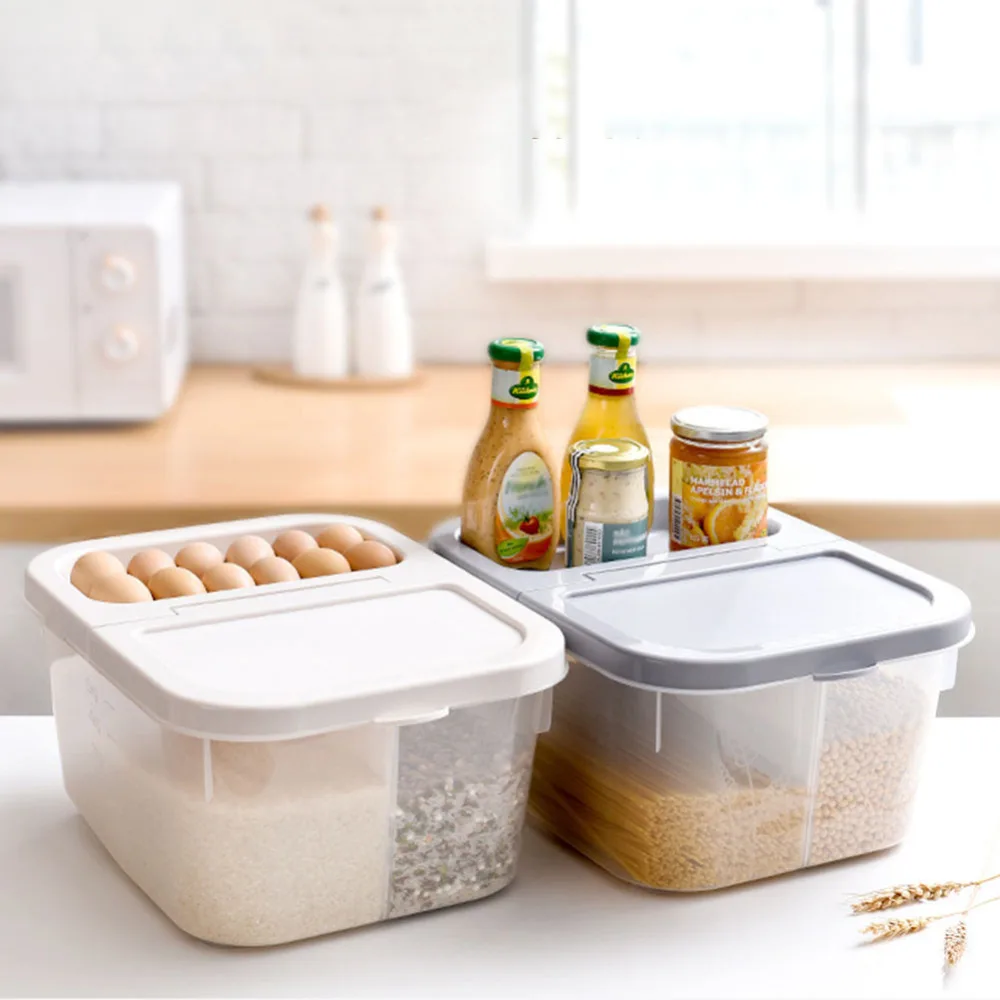 10L Kitchen Food Storage Box Cereal Grain Bean Rice Plastic Storage Container Box Sealed Cans For Coarse Cereals Grains