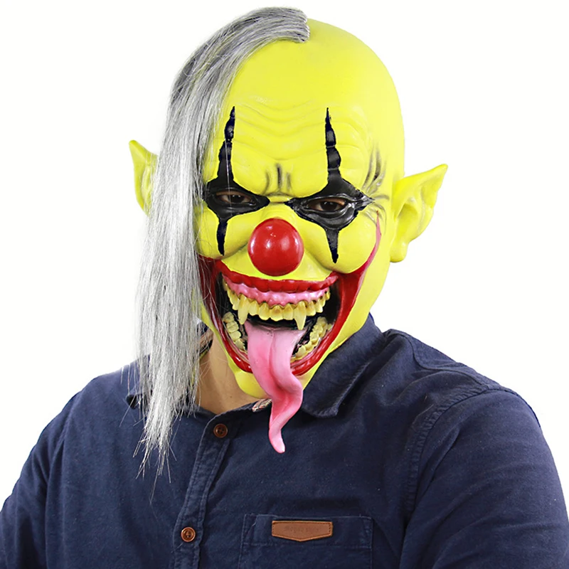 

Scary Green Face Clown Mask Full Face Realistic Latex Party Mask Halloween Scary Mask Cosplay Costume Props Masquerade Masks