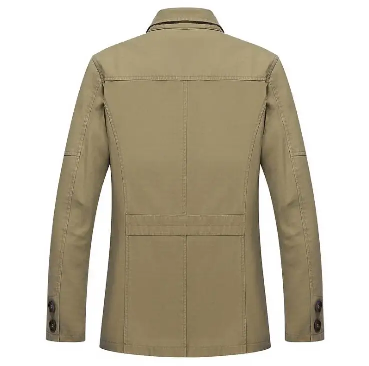 Мужской осенне-зимний Повседневный Тренч, куртка, Мужская брендовая новинка, Классические потертые карманы, стиль сафари, Тренч из стираного хлопка, мужские куртки