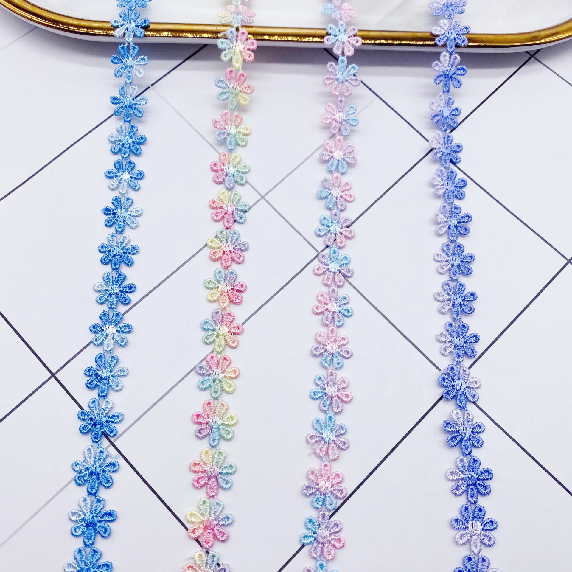 Polyester Small Daisy Lace Ribbon Trims for DIY Baby Clothes 2yards