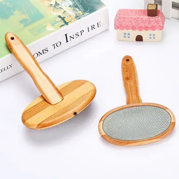

Dog Grooming Brush Dog Comb Hair Removal Comb Flea Brush Cat Needle Comb With Bamboo And Wooden Handle Pet Cleaning Supplies