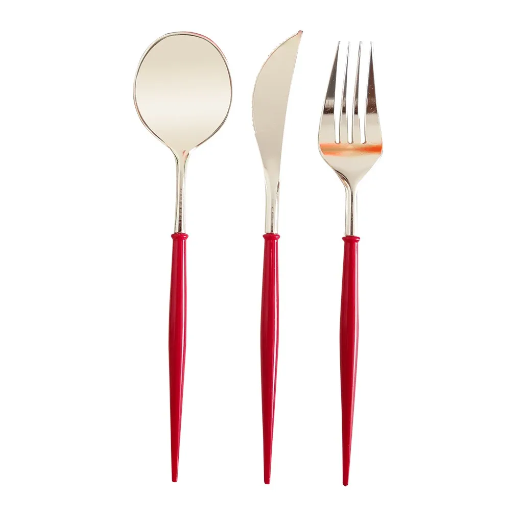 O 5 set Plastic Rose Gold Tableware Set Cutlery Western Food Tableware Teaspoon Luxury Knife fork spoon dessert Party Supplies - Цвет: O