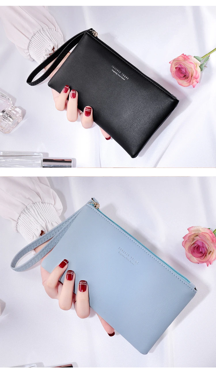 1 PCS Ladies mini clutch bag PU leather wallet card case mobile phone bag clutch bag with zipper wrist coin purse holiday gift