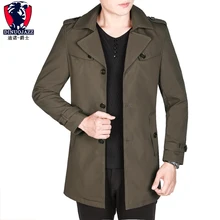Длинное пальто для мужчин, Осеннее мужское двубортное пальто с лацканами, длинное повседневное свободное удобное пальто