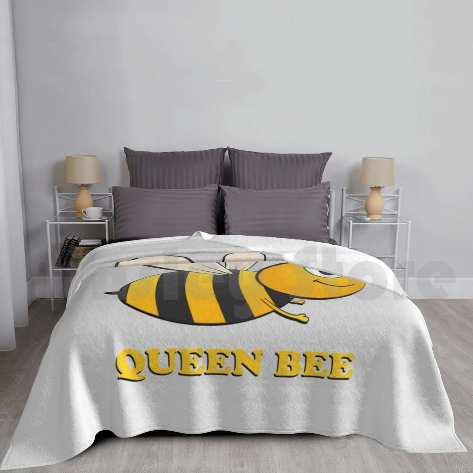 Coperta Queen Bee Per Divano Letto Travel Bee Queen Bee Queen Bees Insetto Salva Le Api Corona Nera Miele Giallo