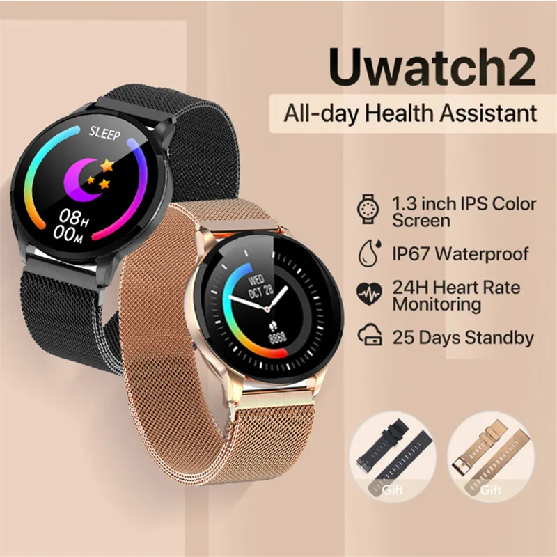 Y16 Uwatch2 Смарт часы для Android IOS 1,33 'полный сенсорный экран IP67 водонепроницаемый фитнес-трекер браслет для женщин полностью металлический Unibod