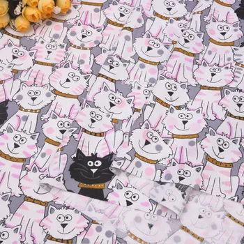 

Woven Cotton Patchwork Fabric New Prints Cat Cotton Cloth for DIY Sewing Quilted Child Clothing Breathable Thin Cotton Fabric