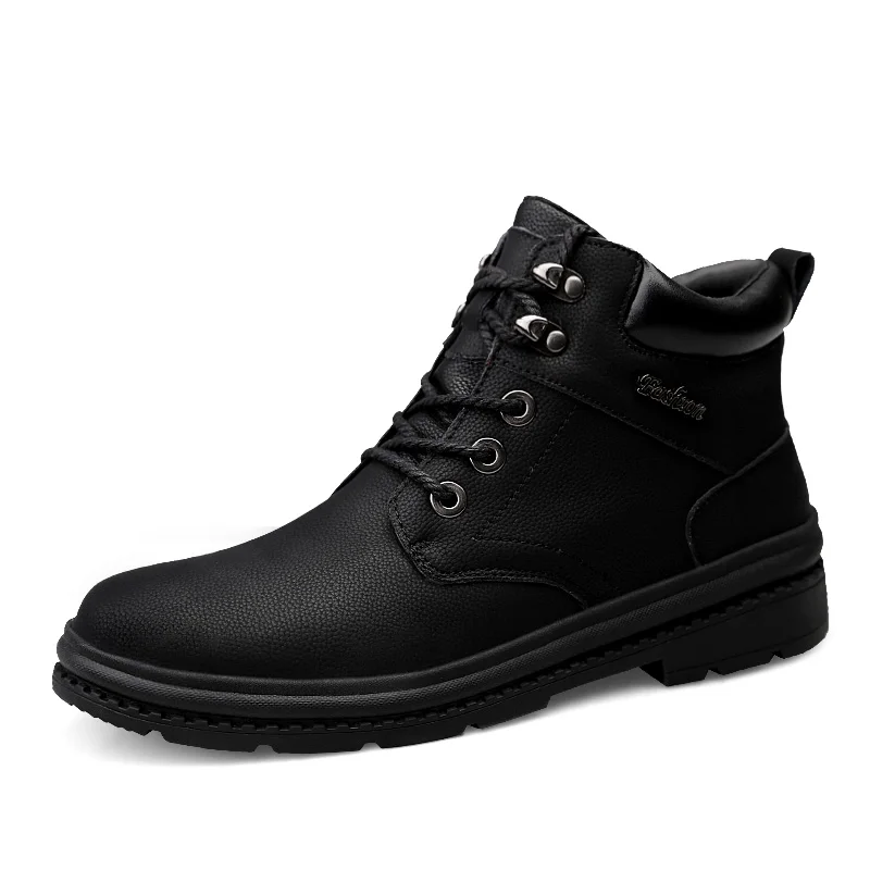 Новые мужские ботинки на шнуровке мужская обувь мотоботы для взрослых Теплые ботильоны зимняя обувь мужская обувь размера плюс 38-47