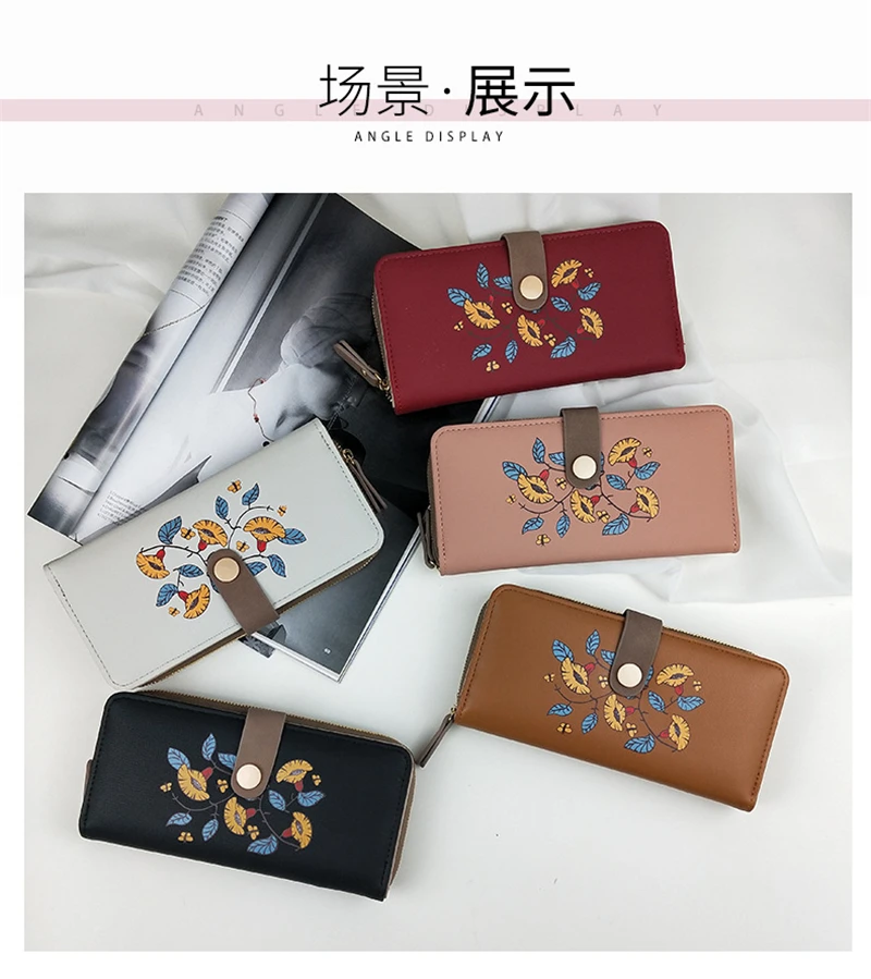 Женский кошелек из искусственной кожи, Большой Вместительный Многофункциональный Повседневный длинный клатч, кошелек для монет, три сложения, Женский держатель для карт, сумки
