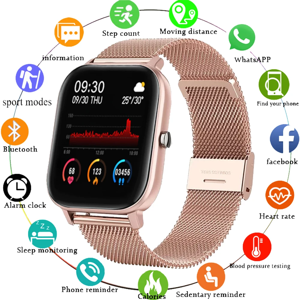 LIGE 2020 New Smart watch Men's and Women's Sports leisure Heart rate Blood pressure sleep Information reminder Waterproof watch