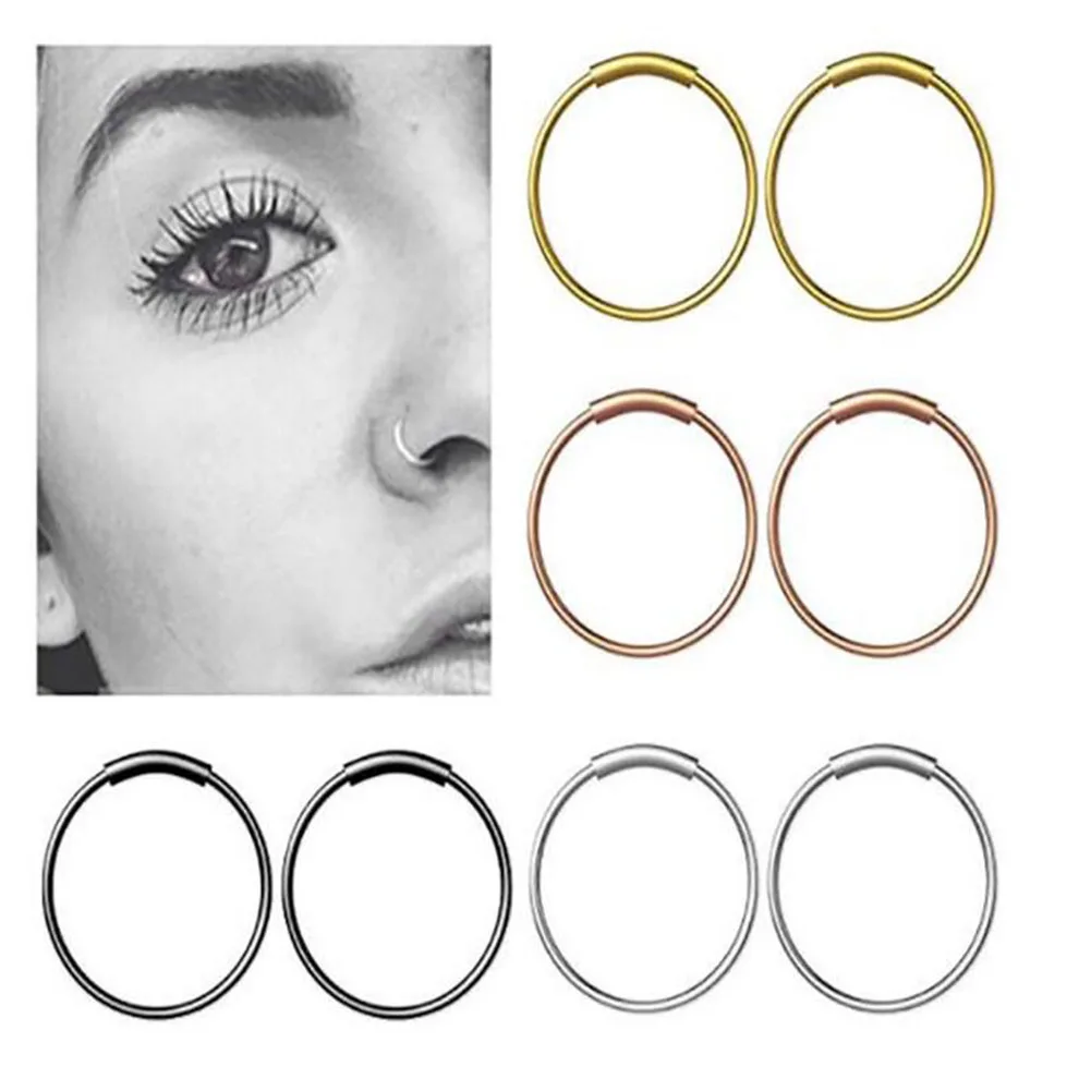 

1 Pcs Steel Nose Rings Hoop Cartilage Septum Piercing Tragus Ear Clip Hoop Rings Lip Helix Ear Nose Piercings Jewelry