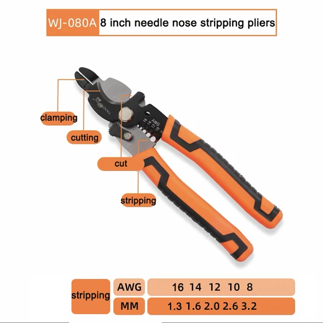 Vanjoin Wire Stripper Crimping Pliers Electrician Tools Alicate Multifuncional Wire Cutter Terminal Tubular Crimper Hand Tools 8inch Multifunction