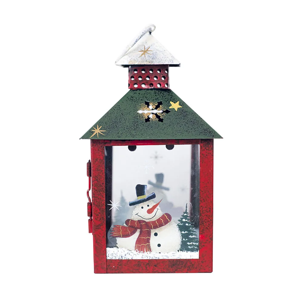Red Snowman S Кулон из кованого железа Винтаж подсвечник украшения фонарь для оформления дома Держатель Рождественский фестиваль ветер светильник Гостиная - Цвет: Red Snowman S