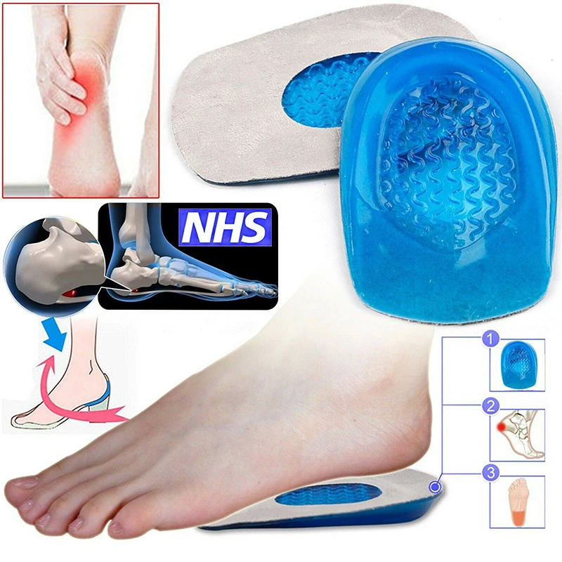 1 Pair Silicone Gel Heel Cups Support Shoe Pads Orthotic Insoles Plantar Care