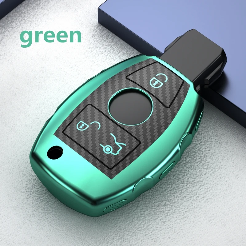 green Чехол для ключей автомобиля из ТПУ чехол для ключей Mercedes benz CLS CLA GL R SLK AMG A B C S класс дистанционный держатель аксессуары - Название цвета: green