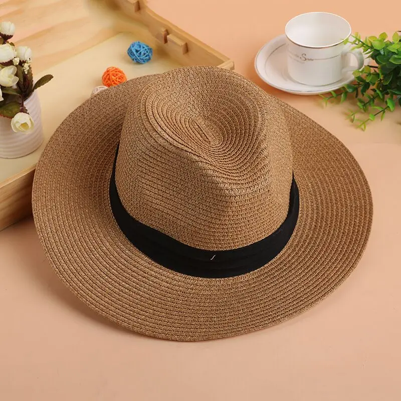 Лето, унисекс, шляпа от солнца, повседневная, для отдыха, Панама, соломенная шляпа, для женщин, с широкими полями, для пляжа, джаза, мужские шляпы, складная шляпа - Цвет: B