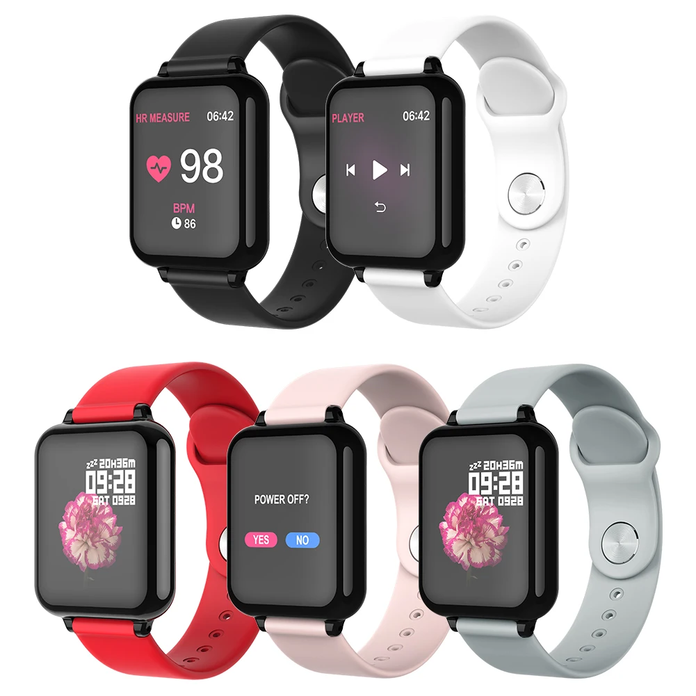 B57 Smart Watch Sports for iphone Smartwatch Watches Heart Rate Monitor Blood Pressure Functions With Watchband Charging Cable
