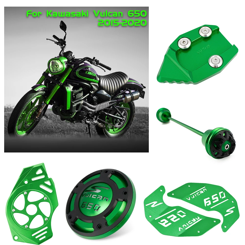

For Kawasaki Vulcan S EN VN 650 2015-2024 Engine Side Cover Plate Stator Crash Pad Protector Frame Slider Kickstand Chain Guard