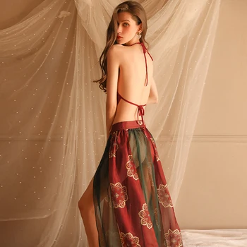 Alternative view of Retro Slit Long Skirt Backless Nightdress