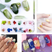 

1 box 12 Patterns 3D Dry Natural Floral Flowers Stickers Real Dried Flower Nail Art Decoration Tips DIY Manicure Tools with Box