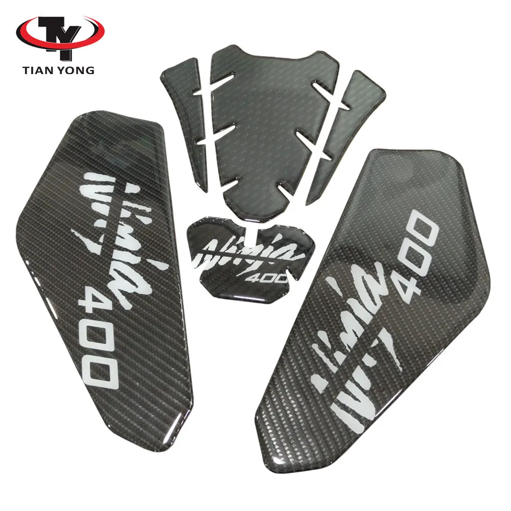 Черный карбоновый пайки Танк pad для KAWASAKI NINJA 400 NINJA400 ninja 400 ninja400 3D стикер переводной логотип защита