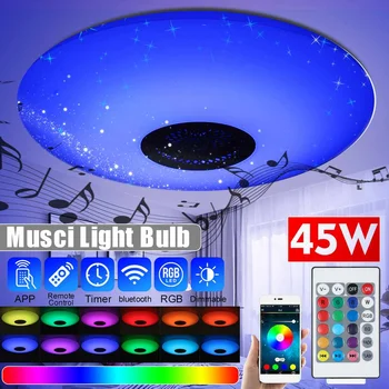 

RGBW Modern LED Ceiling Lights Dimmable bluetooth Music Lamp for Livingroom with Remote Control 110V/220V 45W