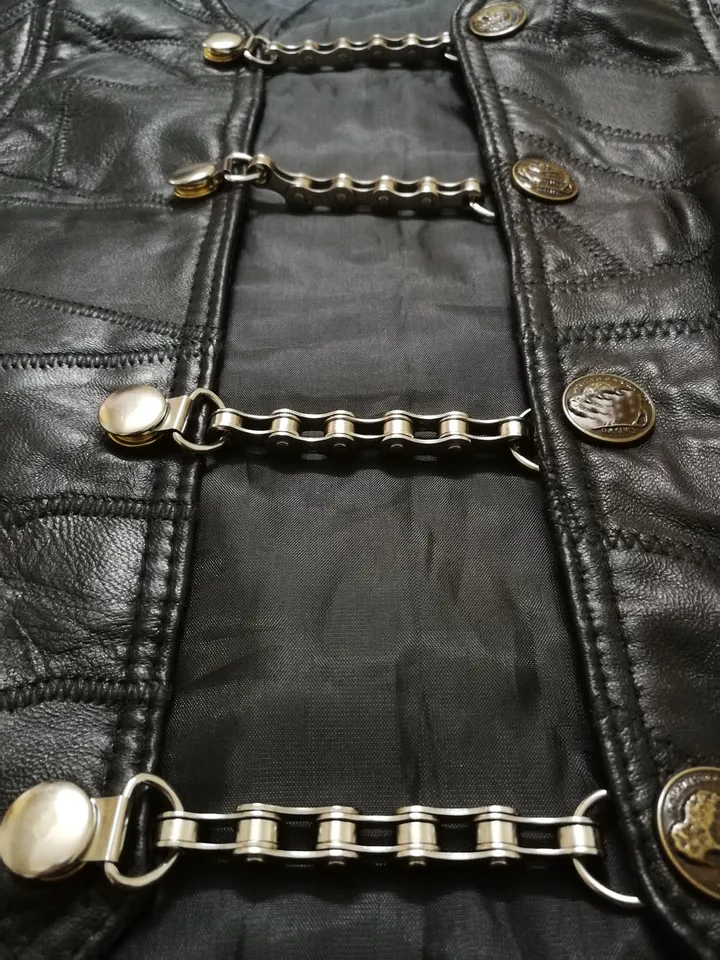 Button Extender 4PCS Leather Vest Extender Motorcycle Biker Chain