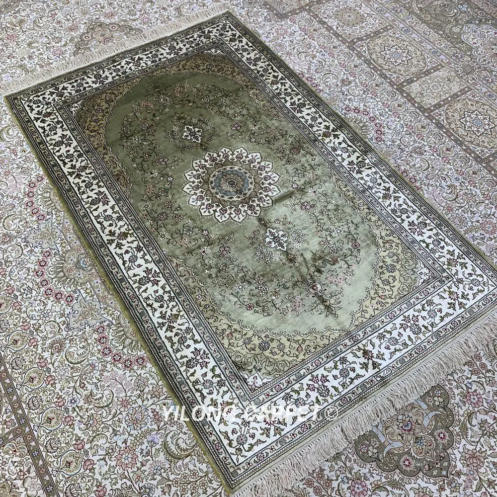 YILONG 3'x5' Тебриз ковер цветочный ручной узлом изысканный персидские турецкие шелковые коврики(HF221B