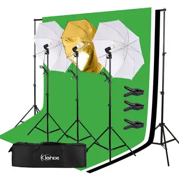 

Professional 45W Photography Umbrella Lighting Kit Soft Umbrella background stand Backdrops Light Bulbs Photo Studio