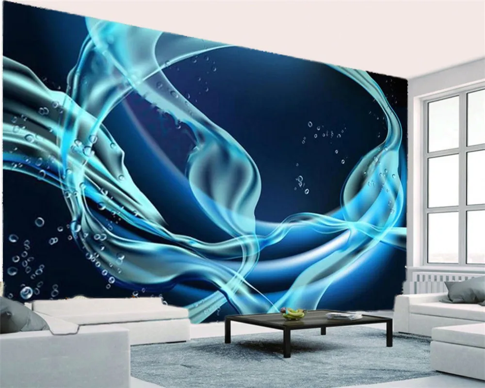 3d Wallpaper Living Room Light Blue Silk Streamer With Crystal Drops Fine Silk Wallpaper for Interior Decoration