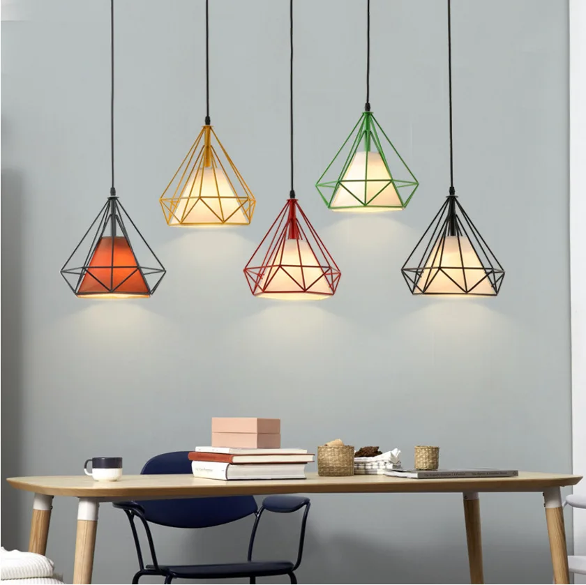 

Northern European-Style Diamond Loft Small Droplight Creative Cool Bar Counter Iron Art Retro Coffee Shop Internet Cafes Meal Li