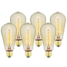TIANFAN 6 шт./упаковка лампочка эдисона ST64 Рождественская елка 40 Вт 220 в E27 винтажный декоративный светильник лампочка