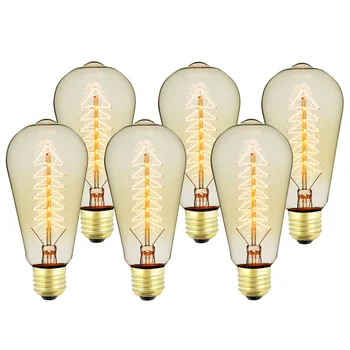 

TIANFAN 6pcs-Pack Edison Bulb ST64 Christmas Tree 40W 220V E27 Vintage Decorative Light Bulb