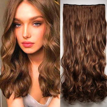 

AISI HAIR Clip In Hair Extensions каникалоны Black Brown Hair pieces Loose Wave For Women Heat Resistant Synthetic Fiber Party