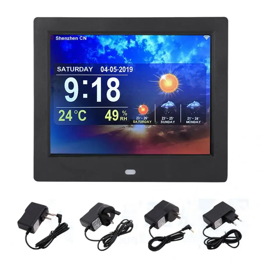 

8 Inch Multi-function Smart WiFi Digital Photo Frame Clock Weather Forecast TFT 4:3 Screen