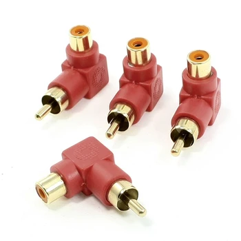 

HOT 4 x RCA Male-Female Right Angle o Video Adapter Red Gold Tone