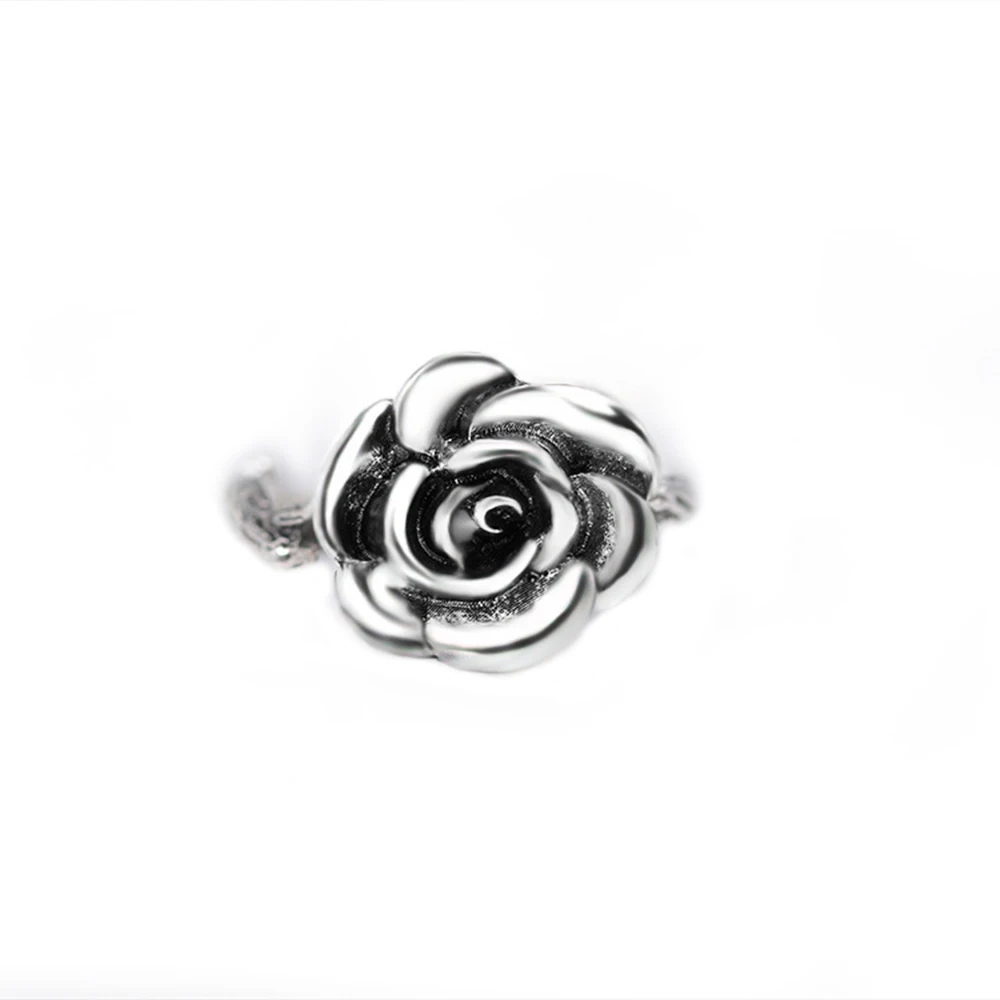 Винтажное серебряное кольцо с цветком розы, обручальные кольца для женщин, подарок для влюбленных, романтическое ювелирное изделие, подарочное растительное цветочное кольцо