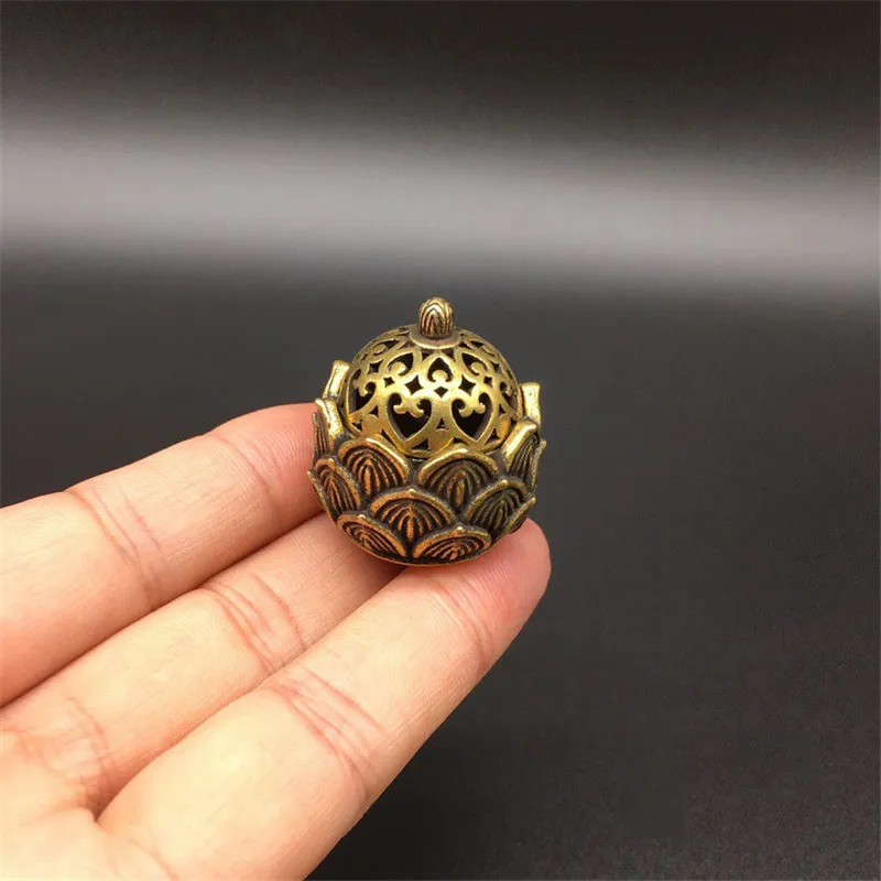 Small Burner Винтажные медные мини карманные Будды лотоса база башня благовония горелка украшения Латунь полой крышкой кадило украшения комнаты Аксессуары - Цвет: Small Burner