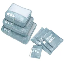 7 шт./компл. Упаковка Куб дорожные сумки унисекс Портативный большой Ёмкость Костюмы Косметика сортировки Органайзер Чемодан аксессуары