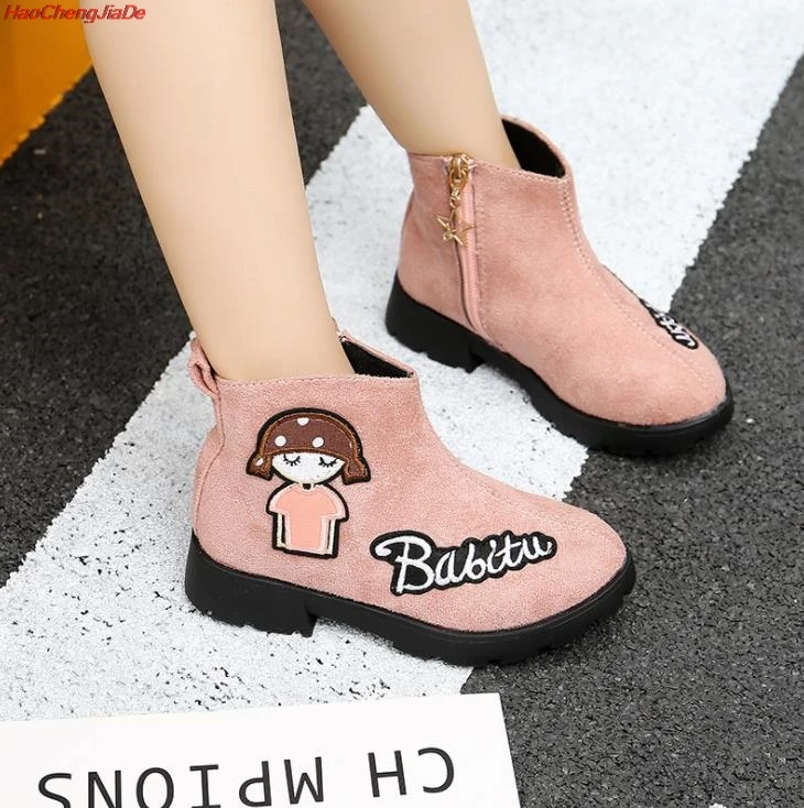 Waterproof non-slip girl boots winter boots baby princess in the tube children's wool thick snow boots cotton shoes