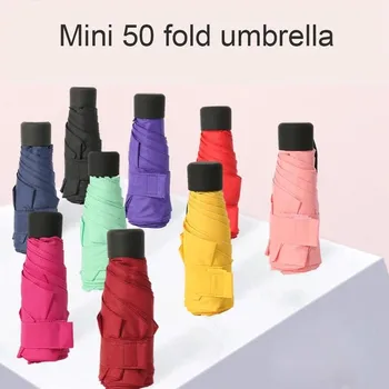 

1pc Fashion Folding Umbrella 6 Bones Mini Pocket Shade Umbrellas Manual Portable 5 Fold Rain Windproof Outdoor Travel Umbrella