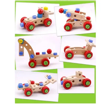 

Wooden Assemble Disassemble 31 Pieces DIY Changeable Nut Building Blocks Car Nut And Screw Learning Education Toys