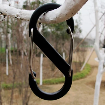 

S Type Climbing Hook Mini Keychain Carabiner Survival Tool Outdoor Dual Buckle Key Chain 8 Shape Buckle For Camping Equipment