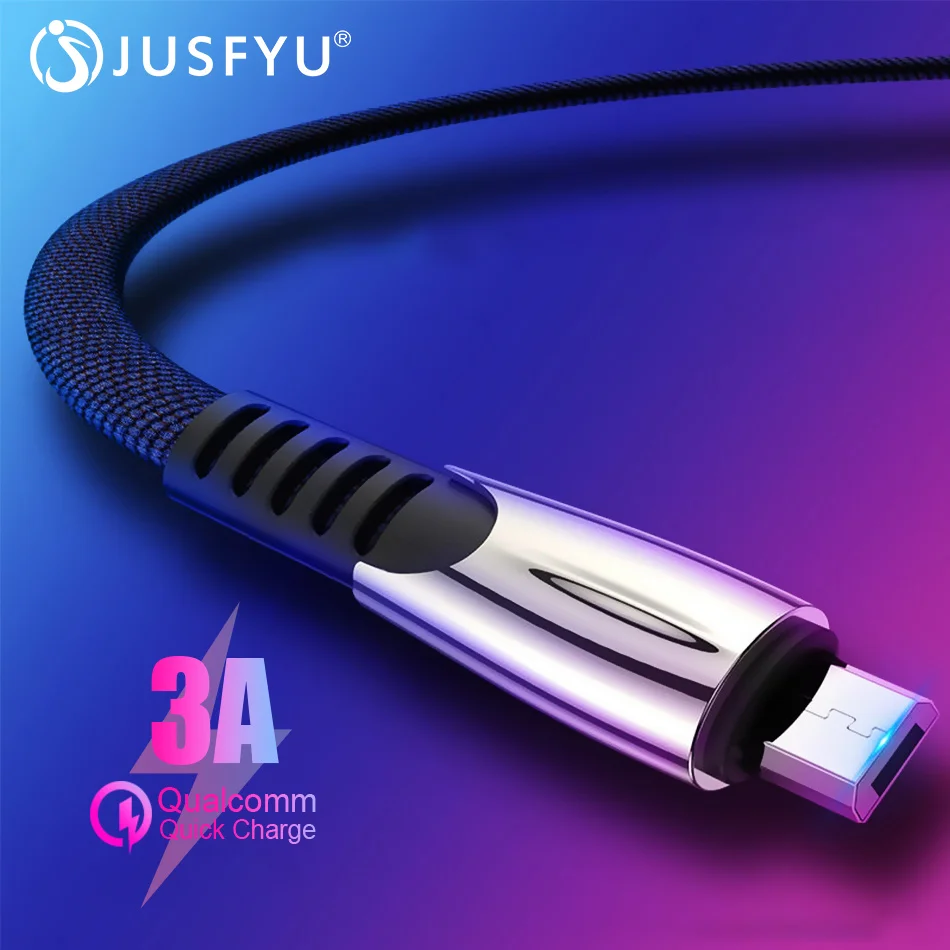 Металлический Плетеный USB кабель для зарядки IPhone X 6 7 8 Plus Samsung S9 S10 3A 50 см 1 м 2 3