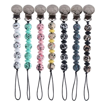 

Silicone Teething Pacifier Clips Silicone Bead Pacifier Chain Holder For Nipples A2UB