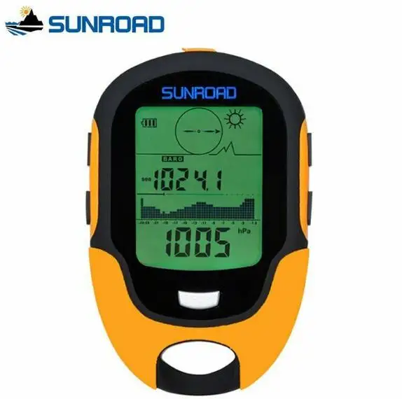 yellow SUNROAD FR500 Открытый водонепроницаемый мини многофункциональный барометр биометрический цифровой альтиметр гигрометр компас термомет - Цвет: yellow
