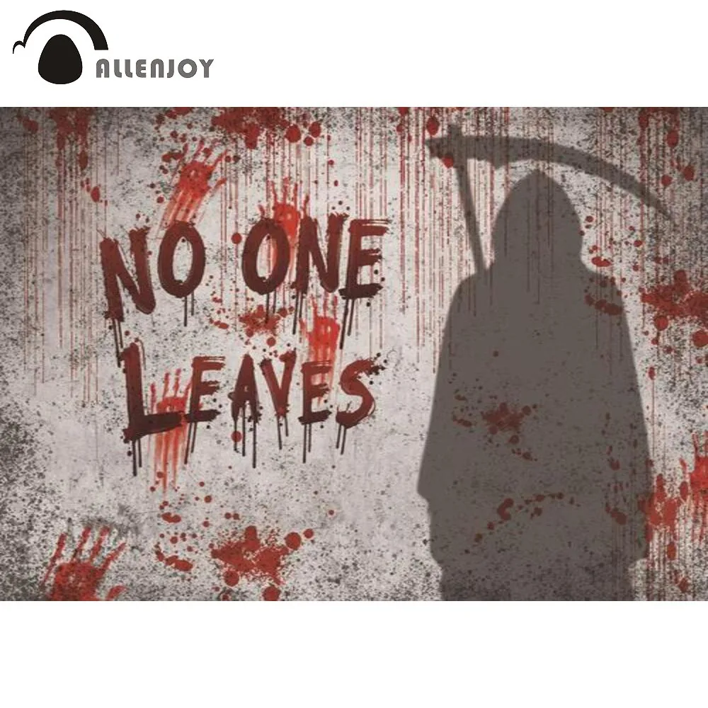 Allenjoy No One Leaves Halloween Party Horrible Backdrop Brick Realistic Blood Handprint Grim Reaper Photozone Background | Электроника