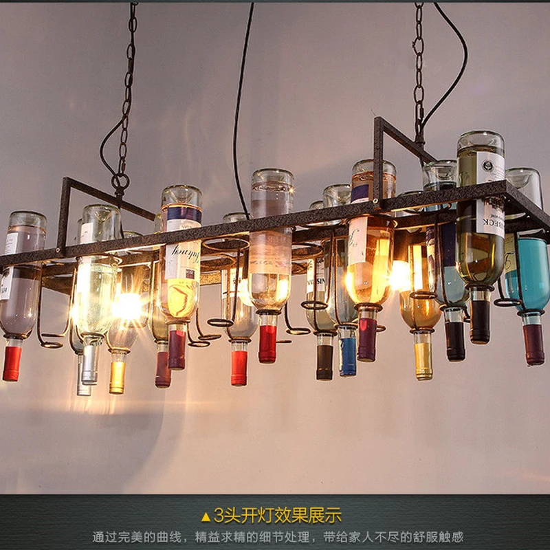 Lámparas colgantes retro recicladas para botella de vino, accesorio de iluminación con bombilla Edison para comedor, bar, y cocina - AliExpress