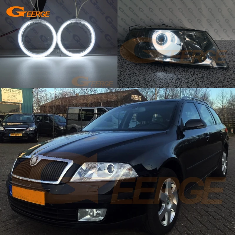 Фара головного света для SKODA OCTAVIA MK2 2004-2008 гг. с фарами ангельские глазки |